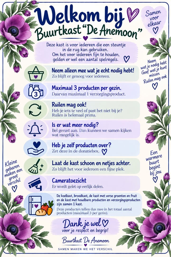 🌐 💜 Buurtkast De Anemoon in jouw taal Bij Buurtkast De Anemoon is iedereen welkom.…